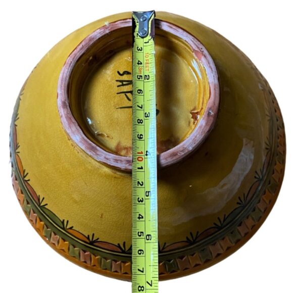 2/$40 Boho large hand painted Morocco clay bowl, signed - Picture 9 of 13